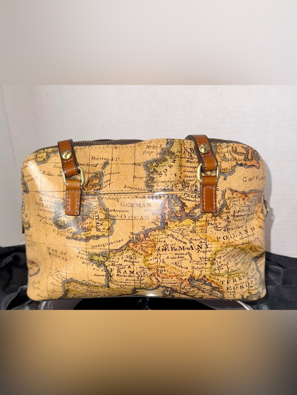 Patricia Nash Sophie Satchel in European Map Print